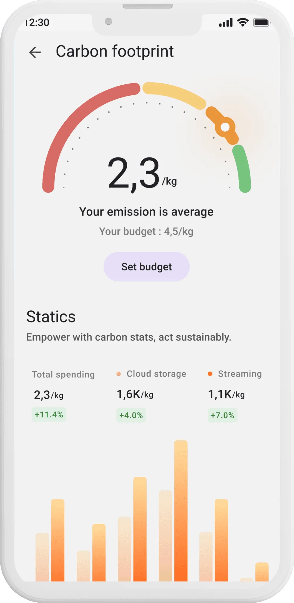 Fairphone OS carbon footprint screen