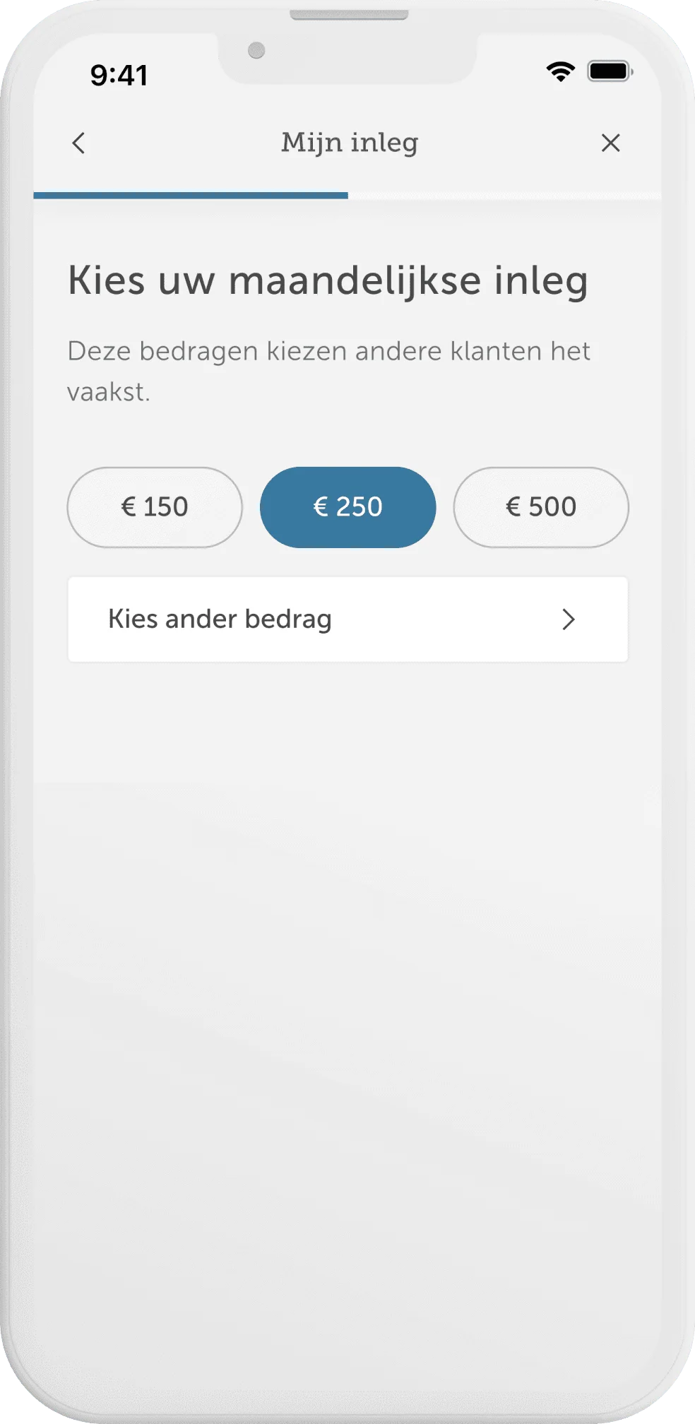 Early concept for a monthly deposit picker