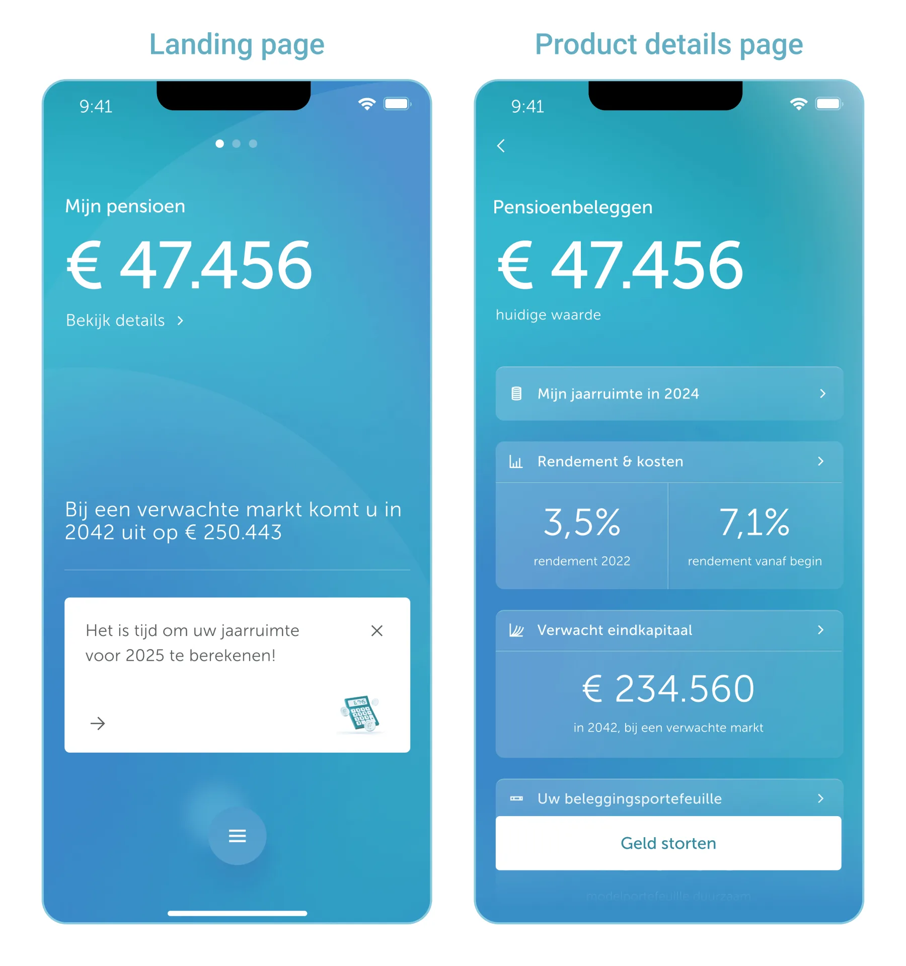 Landing page and product details page both routing to the jaarruimte entry point