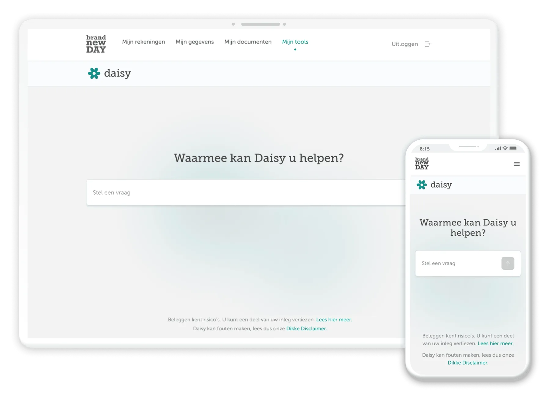 Daisy chat interface inside Brand New Day's customer portal